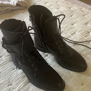 Fat Face Black Combat Boots